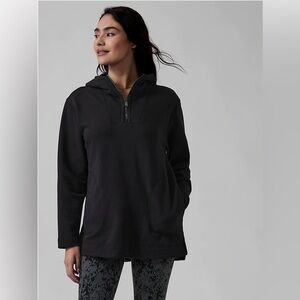 Women's Black ATHLETA Retroplush Tunic Hoodie in Size Large Excellent Condition